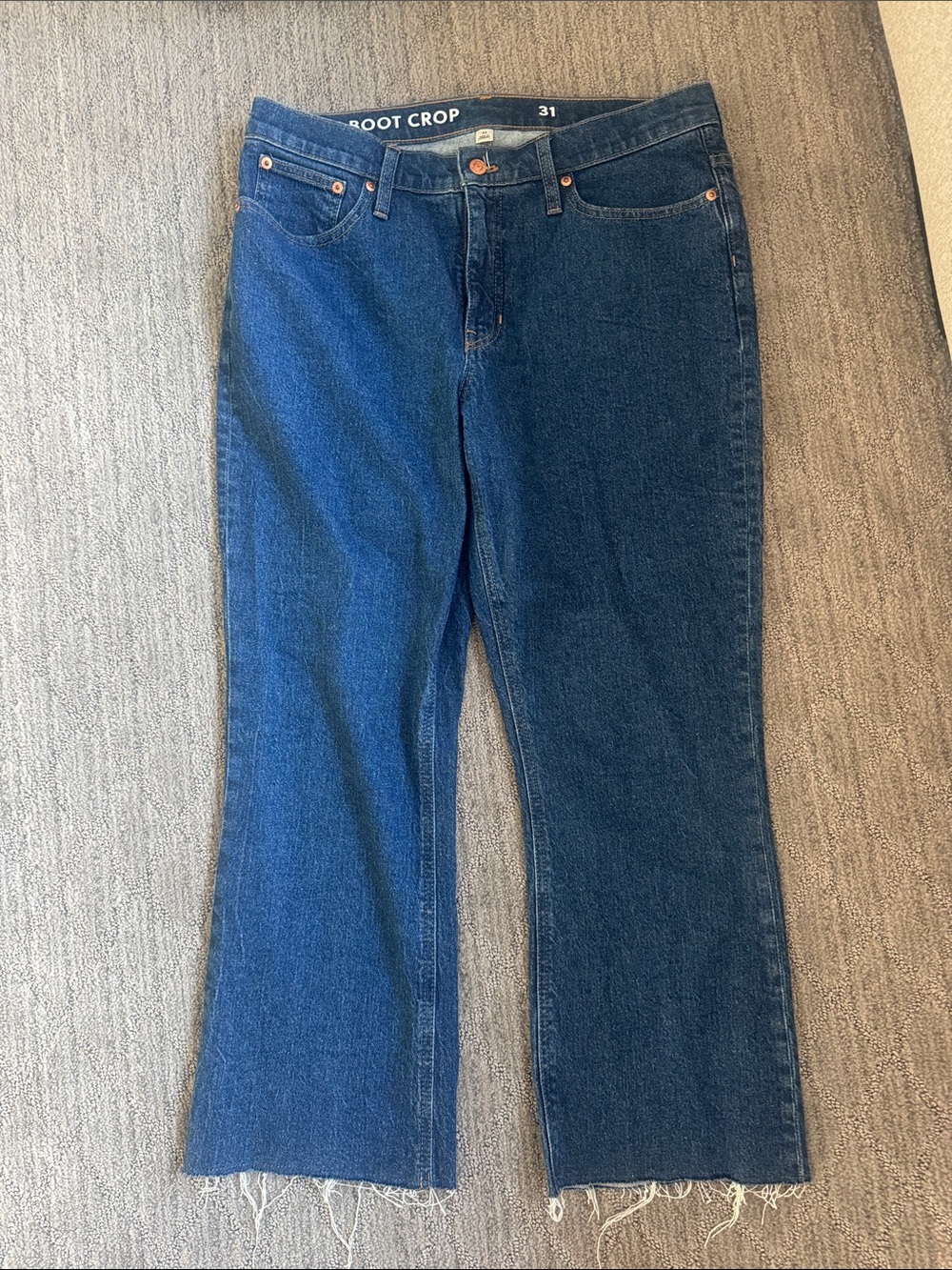 J. Crew Dark Indigo Bootcut Crop Jeans